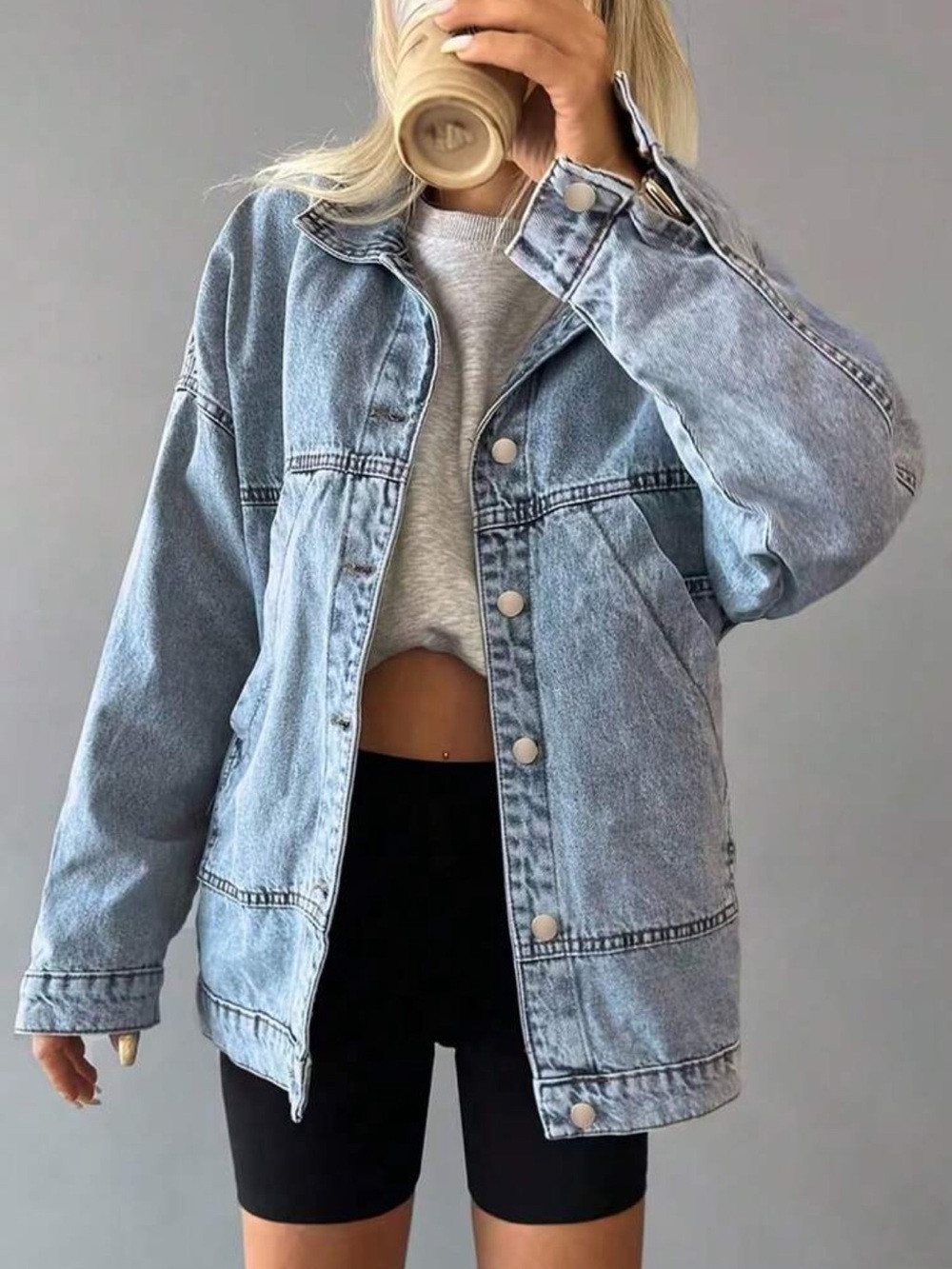 SHEIN New Women’s Oversized Cotton Denim Jacket Size XL